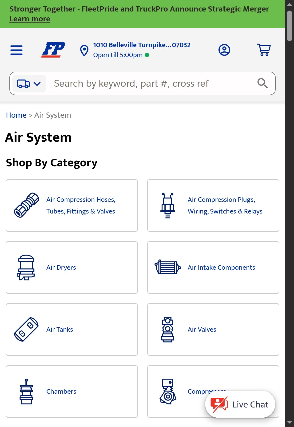 FleetPride — Sort & Filters on Air System Category